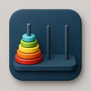 Animation of stacking disks on rods